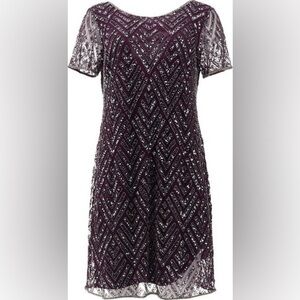 Elegant Plum Beaded Mini Dress